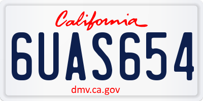 CA license plate 6UAS654