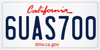 CA license plate 6UAS700
