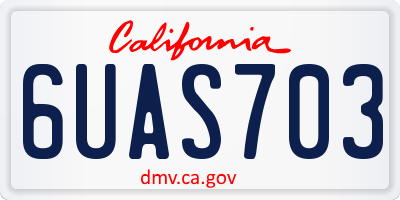CA license plate 6UAS703