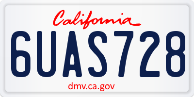 CA license plate 6UAS728