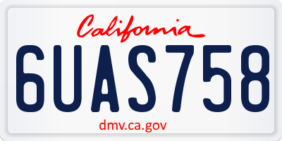 CA license plate 6UAS758