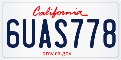 CA license plate 6UAS778