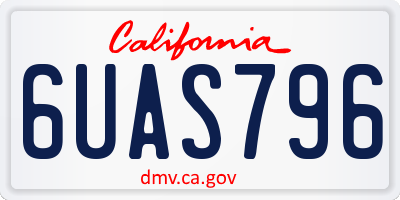 CA license plate 6UAS796