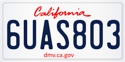 CA license plate 6UAS803
