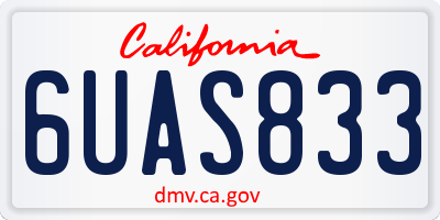 CA license plate 6UAS833