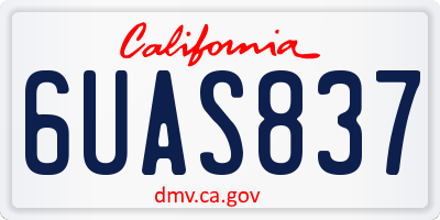 CA license plate 6UAS837