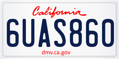 CA license plate 6UAS860