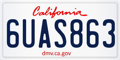 CA license plate 6UAS863