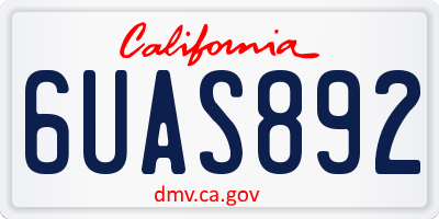 CA license plate 6UAS892