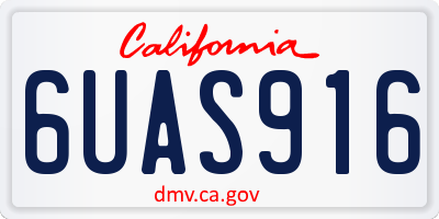 CA license plate 6UAS916