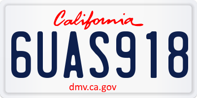 CA license plate 6UAS918