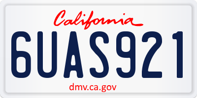 CA license plate 6UAS921