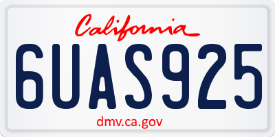 CA license plate 6UAS925