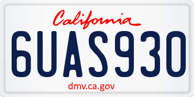 CA license plate 6UAS930