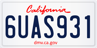 CA license plate 6UAS931