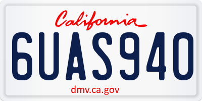 CA license plate 6UAS940