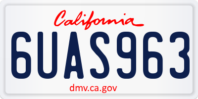 CA license plate 6UAS963