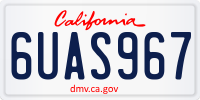 CA license plate 6UAS967