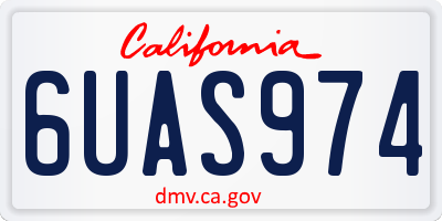CA license plate 6UAS974