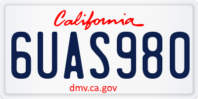 CA license plate 6UAS980