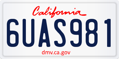 CA license plate 6UAS981
