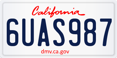 CA license plate 6UAS987