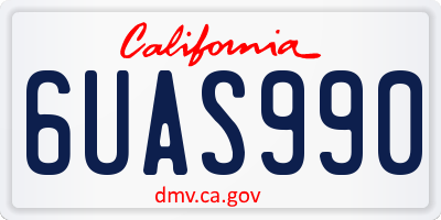 CA license plate 6UAS990