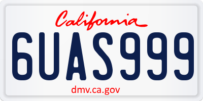 CA license plate 6UAS999
