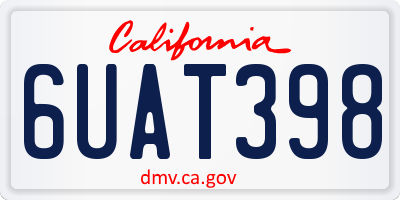 CA license plate 6UAT398