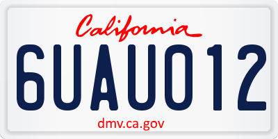 CA license plate 6UAU012