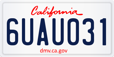 CA license plate 6UAU031