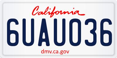 CA license plate 6UAU036