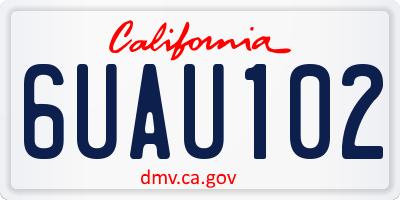 CA license plate 6UAU102