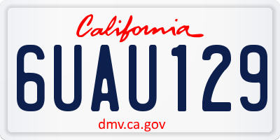 CA license plate 6UAU129