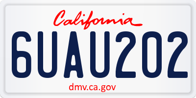 CA license plate 6UAU202