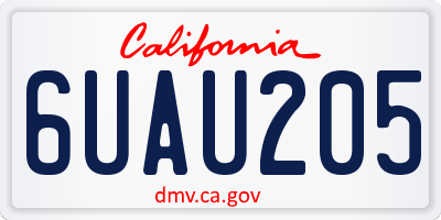CA license plate 6UAU205