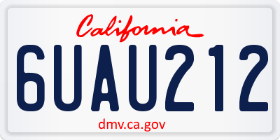 CA license plate 6UAU212