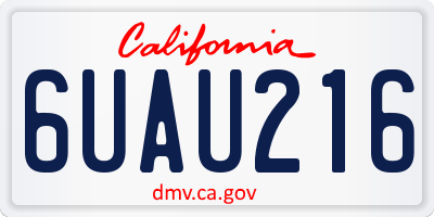 CA license plate 6UAU216