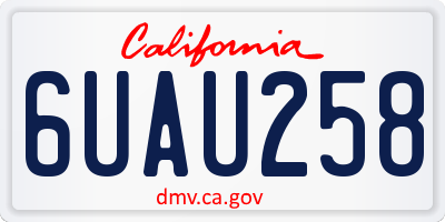 CA license plate 6UAU258