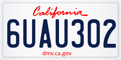 CA license plate 6UAU302