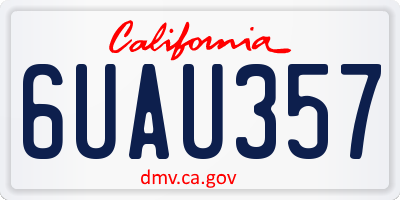 CA license plate 6UAU357