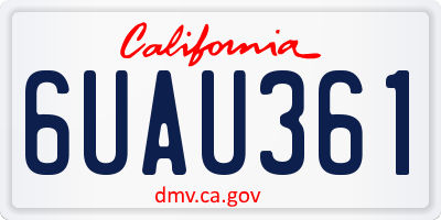CA license plate 6UAU361