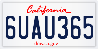 CA license plate 6UAU365