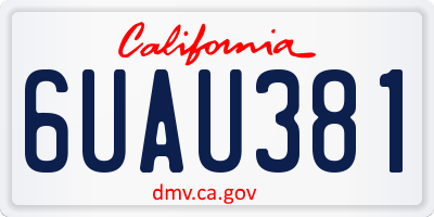 CA license plate 6UAU381