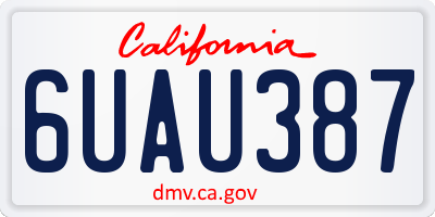 CA license plate 6UAU387