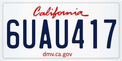 CA license plate 6UAU417