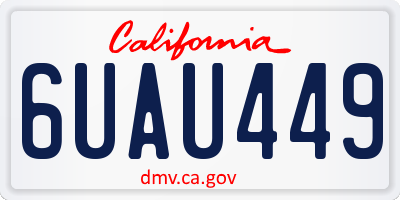 CA license plate 6UAU449