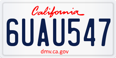 CA license plate 6UAU547