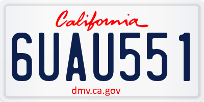 CA license plate 6UAU551