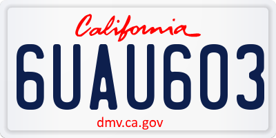 CA license plate 6UAU603